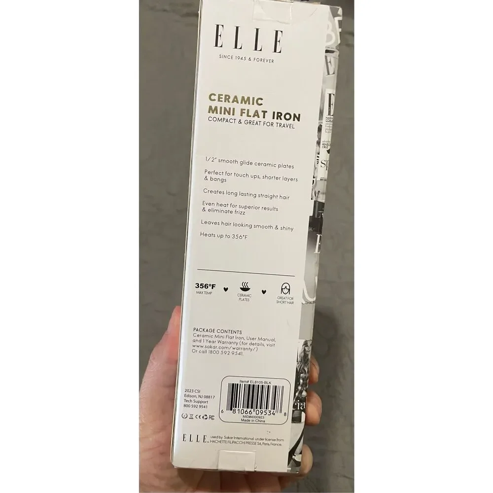 Elle Mini Ceramic Flat Iron New 356° Short Hair